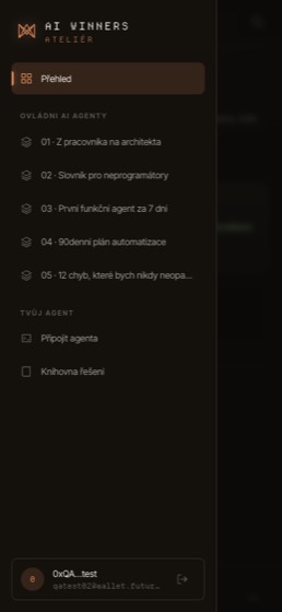 Menu s pěti moduly tréninku